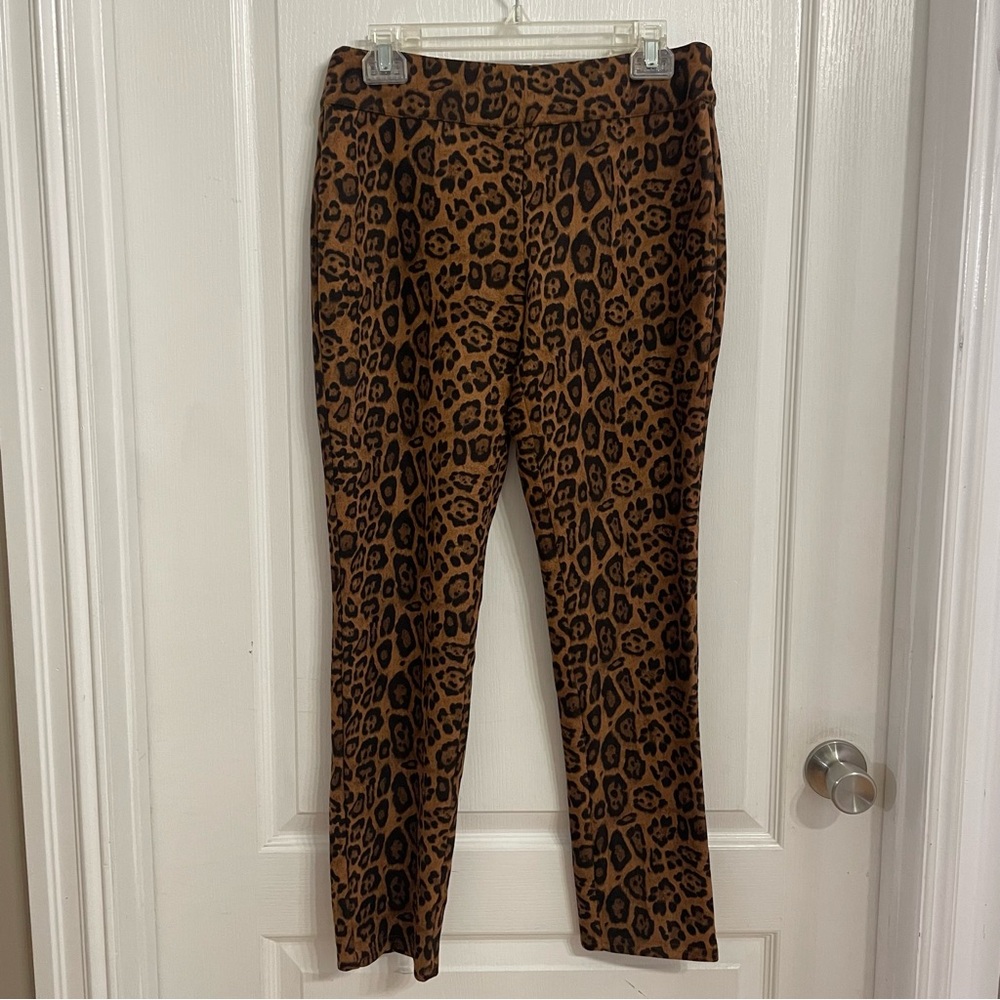 Love Riche Animal Print Pants Brown Black Sueded Cheetah Skinny Pants NWT Large